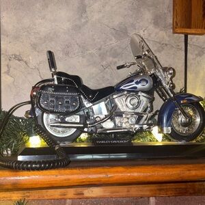Harley-Davidson Black and Blue Motorcycle Landline Telephone Display Piece